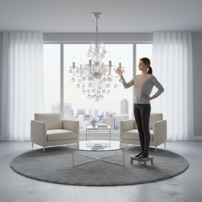 Lustre de plafond en argent Lustre Suspension Applique Lustre Cristal Lampe