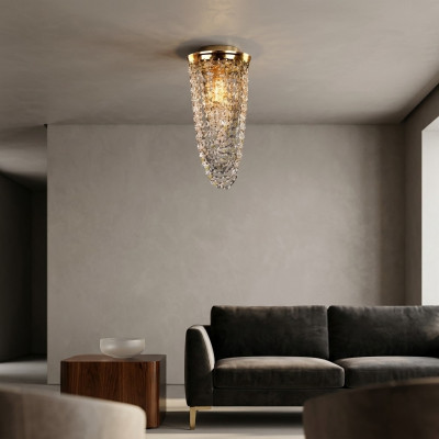 Lustre de plafond de luxe Lustre Doré Plafonnier Lustré en Cristal Art
