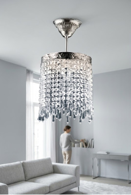 Lustre Lustre Lustre Argent Lustre de plafond Lampe en cristal