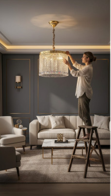 Lustre de plafond Lustre Chandelier Lustre Or Cristal Lampe