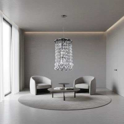 Lustre Lampe argentée en cristal plafonnier lustre