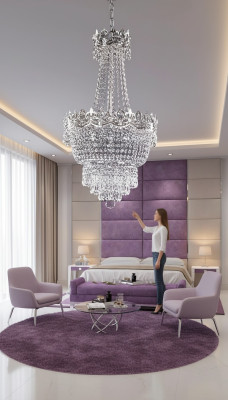 Lustre lustre de plafond plafonnier argenté suspension en cristal lustre hanging lamp