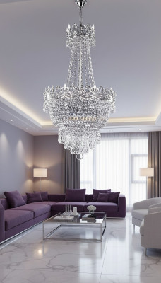 Lustre lustre de plafond plafonnier argenté suspension en cristal lustre hanging lamp