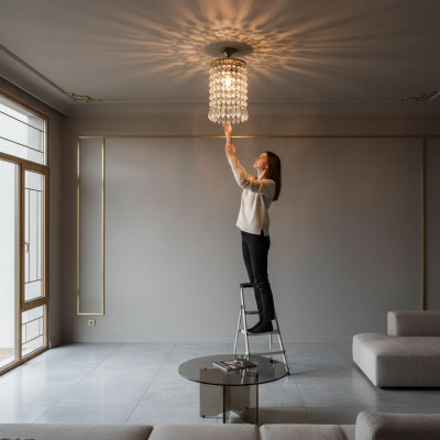 Lampe Lustre Lustre Or Lampe de plafond Lustre en cristal
