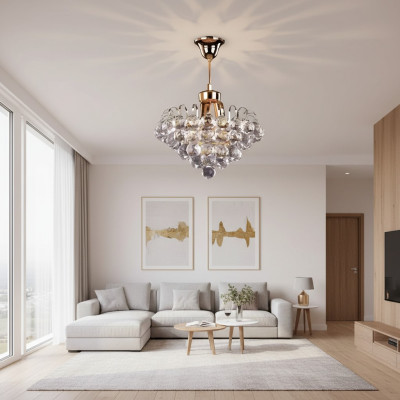 Lampe de plafond Lustre Lustre en or Lustre en cristal