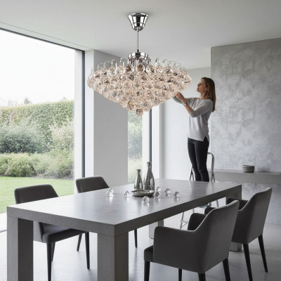 Lustre Lustre Lustre Lampe de plafond argentée Lustre en cristal