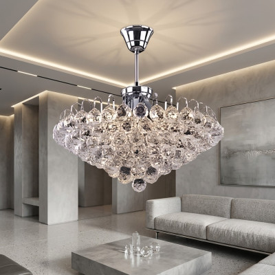 Lustre Lustre Lustre Lampe de plafond argentée Lustre en cristal
