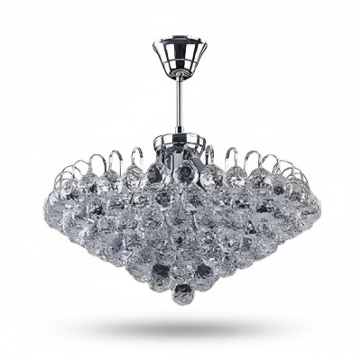 Lustre Lustre Lustre Lampe de plafond argentée Lustre en cristal