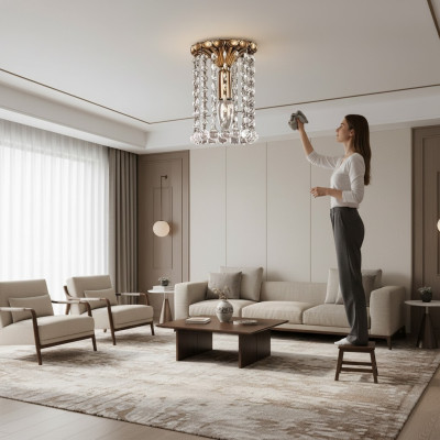 Lustre Lustre Lustre Or Plafonnier Lampe en cristal