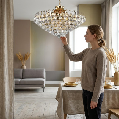 Plafonnier de luxe Lustre en or Plafonnier Lustre en cristal Art