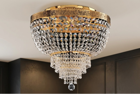 Lustre plafond lustre de plafond de luxe en or lustre en cristal d'art