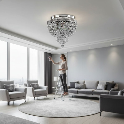 Lustre de plafond lustre de plafond luxueux lustre argenté lustre en cristal
