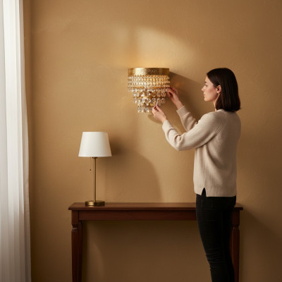 Applique lampe mur lumière lampe murale lustre lampes murales cristal doré