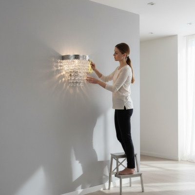 Lampe murale applique murale luminaires lustre lampes murales en cristal argent.