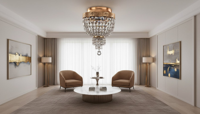 Plafond lustre Lustre de luxe en or Lampe de plafond Luster Crystal Art