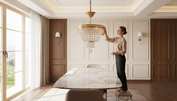 Lustre plafonnier lustre de luxe doré lustre en cristal d'art