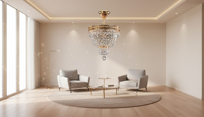 Lustre plafonnier lustre de luxe doré lustre en cristal d'art