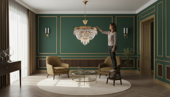Lustre plafonnier lustre de plafond de luxe lampe de plafond en or lustre en cristal art