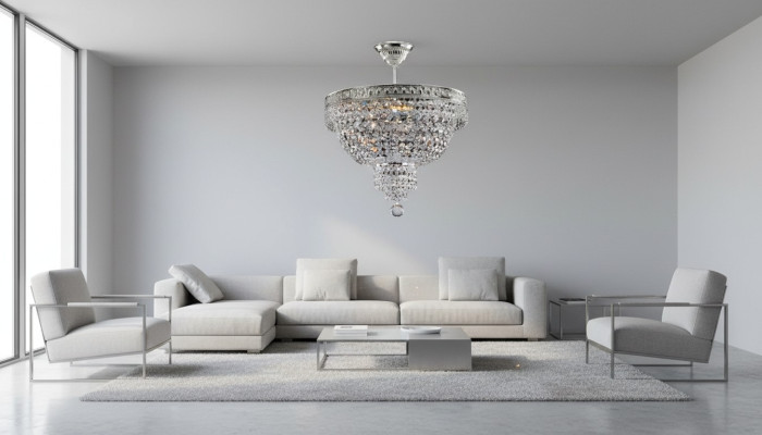 Lustre Lustre de plafond de luxe en argent Lustre Plafonnier en cristal
