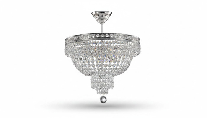 Lustre Lustre de plafond de luxe en argent Lustre Plafonnier en cristal