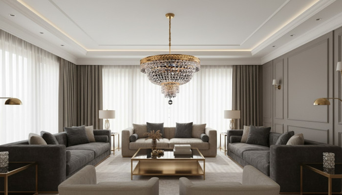 Lustre Plafonnier de Luxe Lustre en or Lampe de plafond en cristal Art
