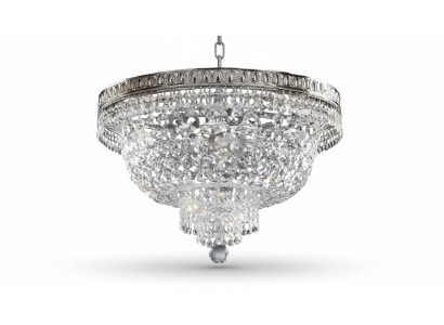 Lustre rond en cristal Lampe de plafond Lustre de luxe en argent Chandelier