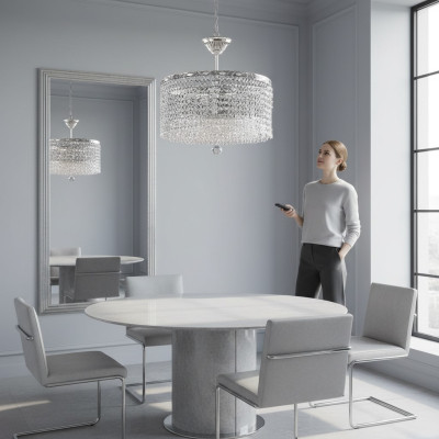 Lustre rond Lustre en cristal de luxe Argent Chandelier Chandelier