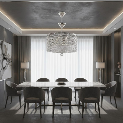 Lustre rond Lustre en cristal de luxe Argent Chandelier Chandelier