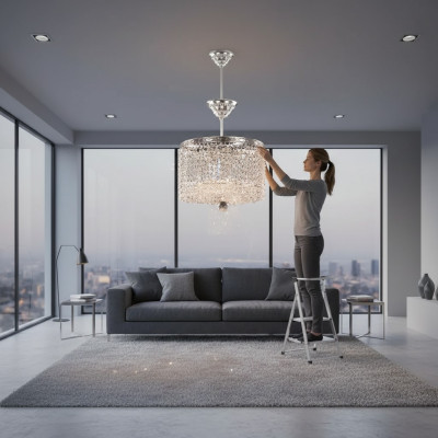 Lustre lustre de plafond en cristal de lustre de lampe de plafond luxueux en or