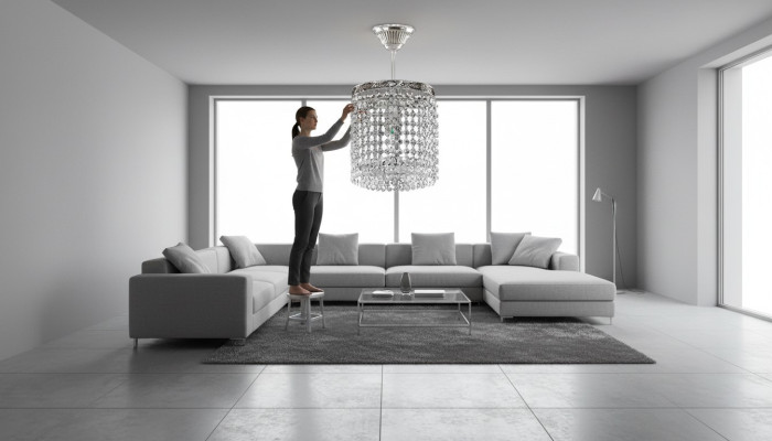 Lustre Lampe de plafond Lustre en cristal Lumière de plafond de luxe Lustre argenté