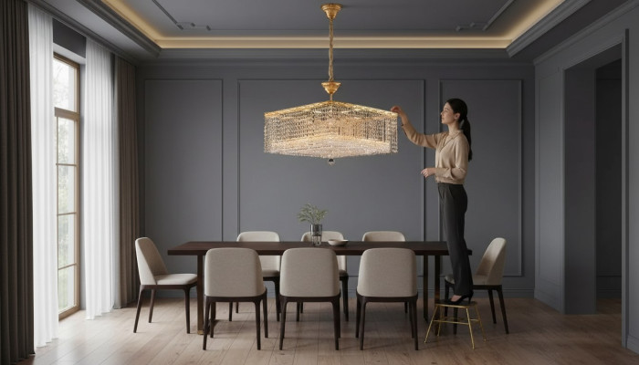 Lustre de luxe Lustre de plafond Or Lustre Cristal Lustre en art