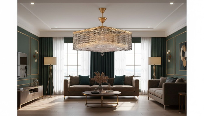 Lustre de luxe Lustre de plafond Or Lustre Cristal Lustre en art