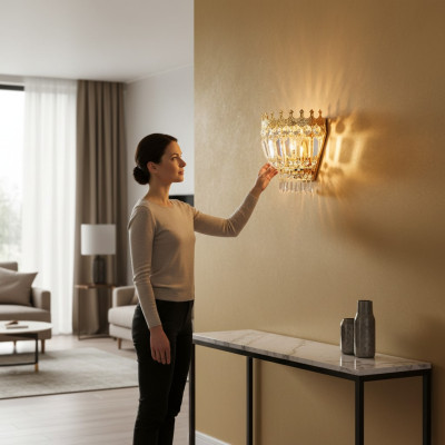 Appliques murales lampe murale lampe murale lustre lampes murales en cristal or