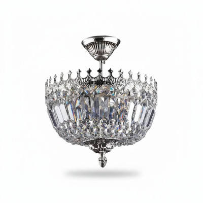 Lustre de plafond luxueux, lustre argenté, lustre en cristal de lampe de plafond