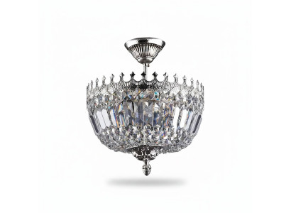 Lustre de plafond luxueux, lustre argenté, lustre en cristal de lampe de plafond