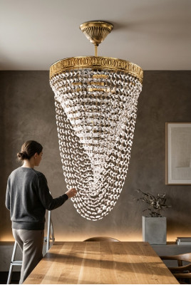 Lustre Lustre Plafonnier Luxe Or Lustre Cristal Art