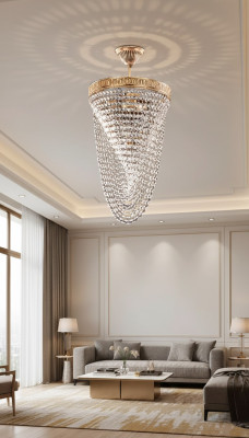 Lustre Lustre Plafonnier Luxe Or Lustre Cristal Art