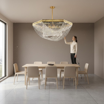 Plafonnier de luxe en or Lustre de lustre en cristal d'art