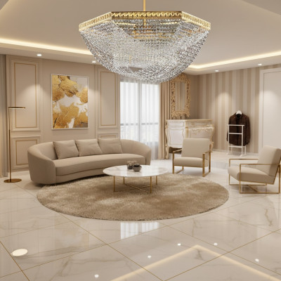 Plafonnier de luxe en or Lustre de lustre en cristal d'art