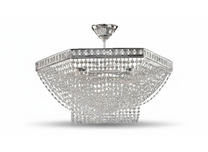 Lustre de luxe Plafonnier Lustre Suspendu en argent Lampe de plafond en cristal