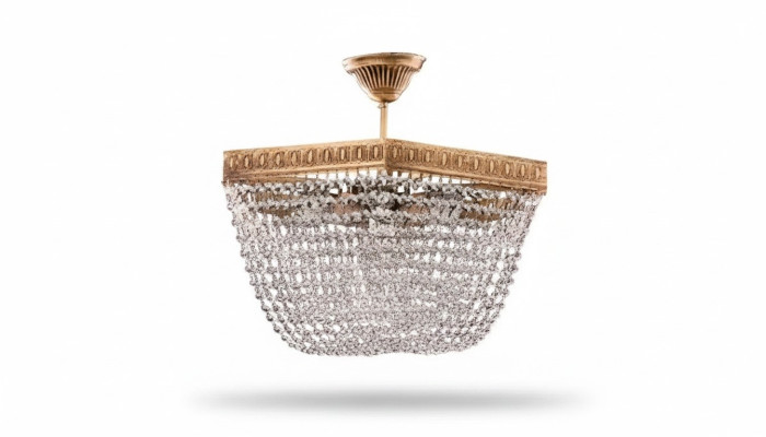 Lustre de plafond, lustre de plafond de luxe, lustre doré, lustre en cristal art