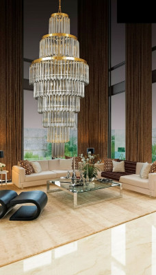 Lustre de plafond de luxe doré Lustre de plafond Luminaires en cristal XXL