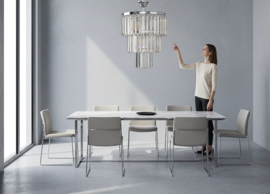 Lustre plafonnier de lustre de plafond de luxe en argent lustre en cristal