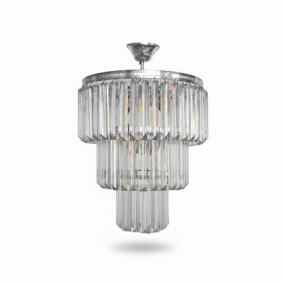 Lustre plafonnier de lustre de plafond de luxe en argent lustre en cristal