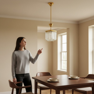 Lampe d'angle plafonnier de luxe en or lustre lustre en cristal art