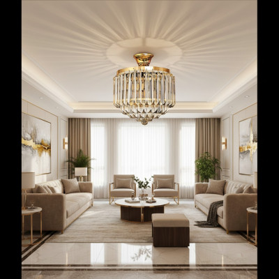 Lustre de plafond de luxe Lustre d'or Lustre de plafond Lustre en cristal Art