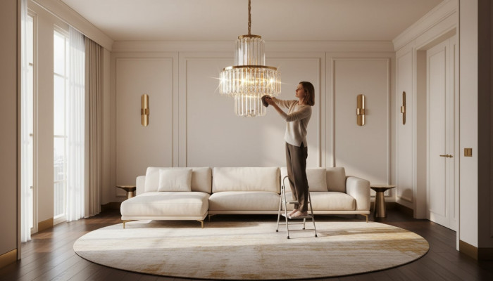 Lustre de plafond Luxe Lustre doré Lustre en cristal Luster Art