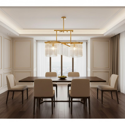 Lustre plafonnier luxueux en or, lustre en verre moderne