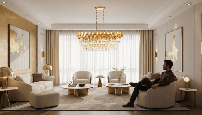 Lustre plafonnier Or Lampe de plafond Lustre Cristal XXL Art