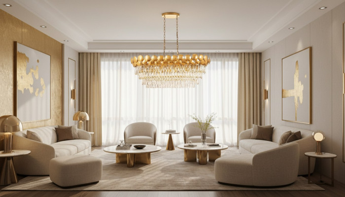 Lustre plafonnier Or Lampe de plafond Lustre Cristal XXL Art